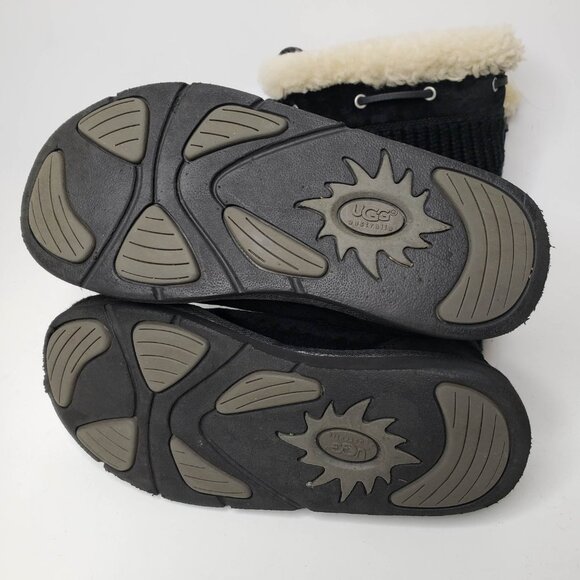 UGG Australia Suburb Tall Sheepskin Boots Black Suede Winter Cozy Warm 6 - Picture 8 of 10